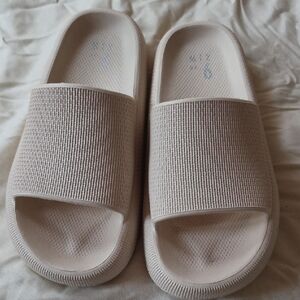Beige Slide Sandals